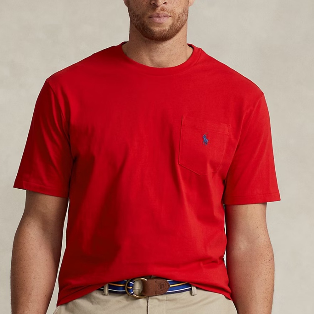Polo by Ralph Lauren Red Cotton Classic Jersey Pocket T-Shirt Size L